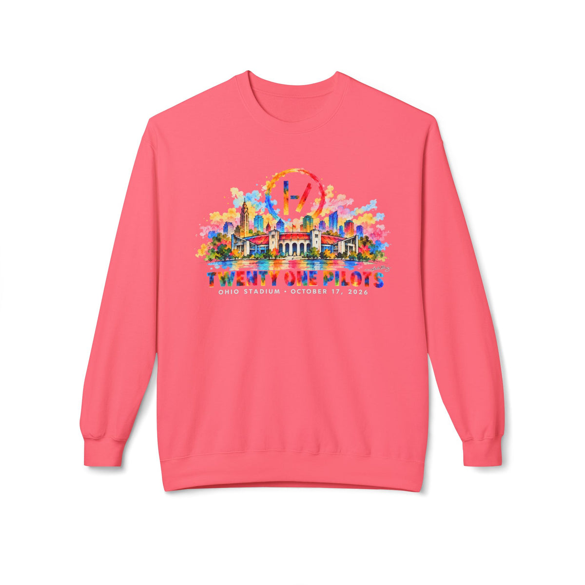 Ohio Stadium Watercolor Fan Art Crewneck Sweatshirt | Columbus Concert Art