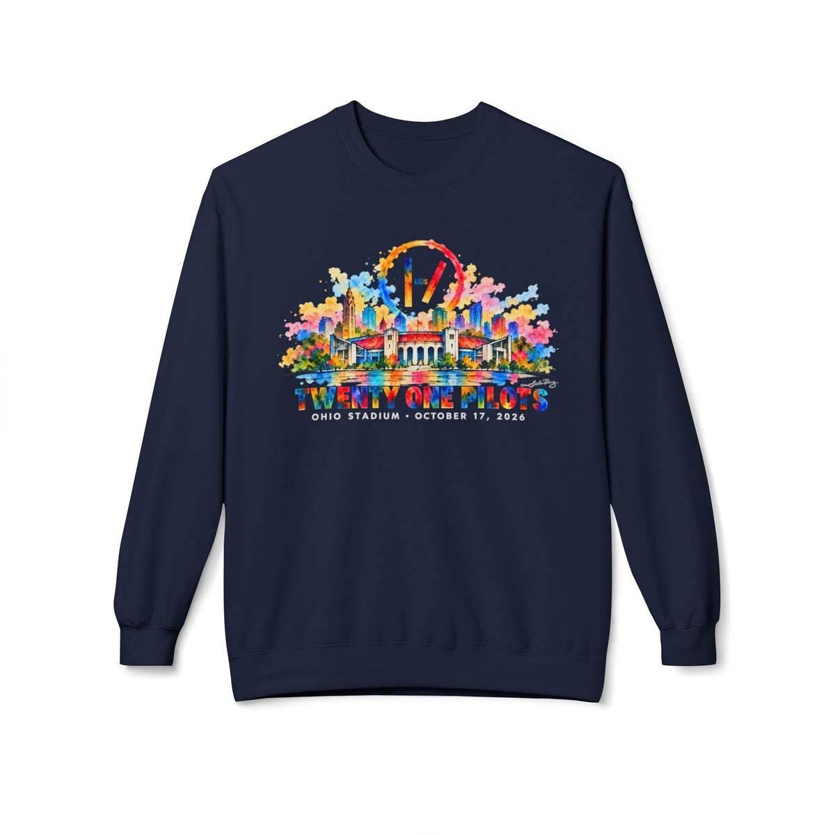 Ohio Stadium Watercolor Fan Art Crewneck Sweatshirt | Columbus Concert Art