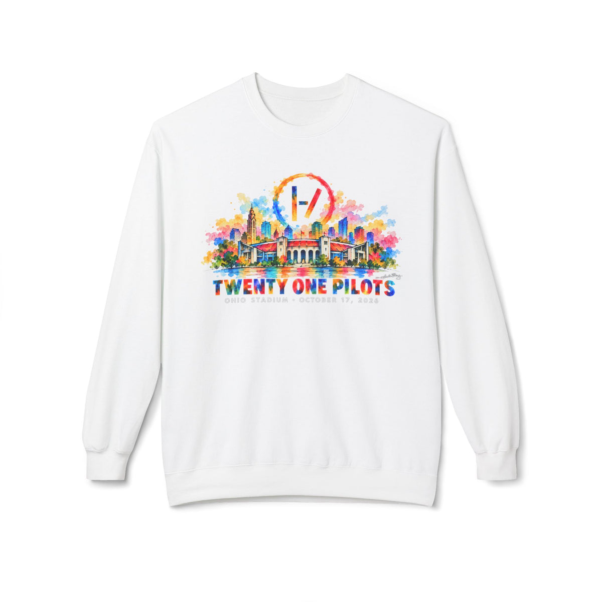 Ohio Stadium Watercolor Fan Art Crewneck Sweatshirt | Columbus Concert Art