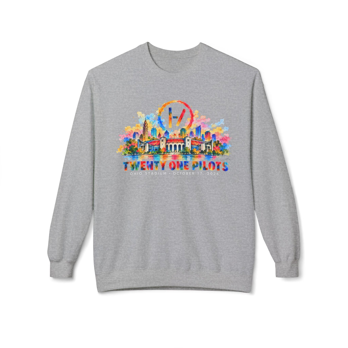 Ohio Stadium Watercolor Fan Art Crewneck Sweatshirt | Columbus Concert Art