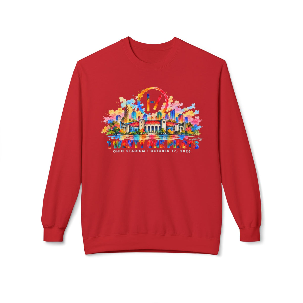 Ohio Stadium Watercolor Fan Art Crewneck Sweatshirt | Columbus Concert Art