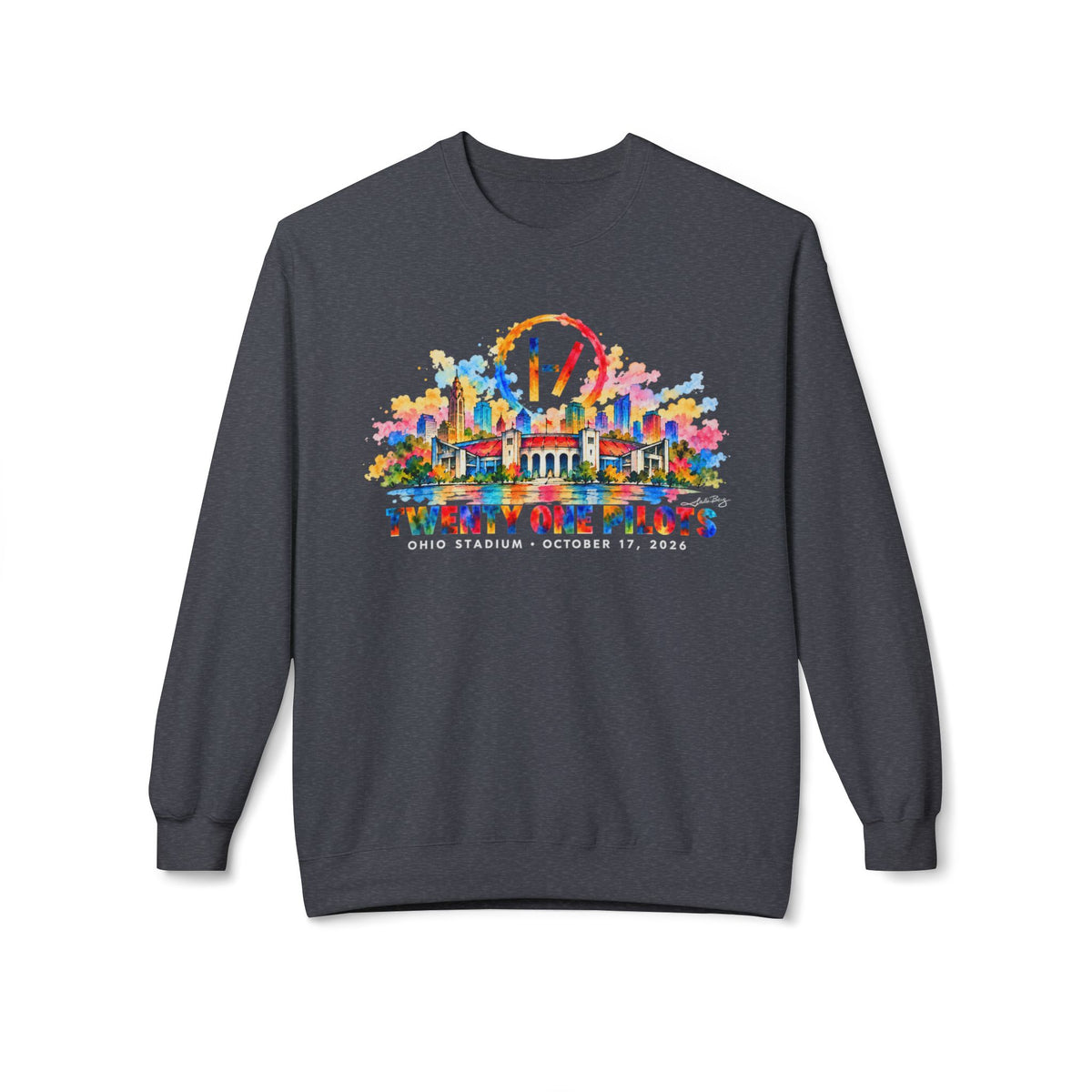 Ohio Stadium Watercolor Fan Art Crewneck Sweatshirt | Columbus Concert Art