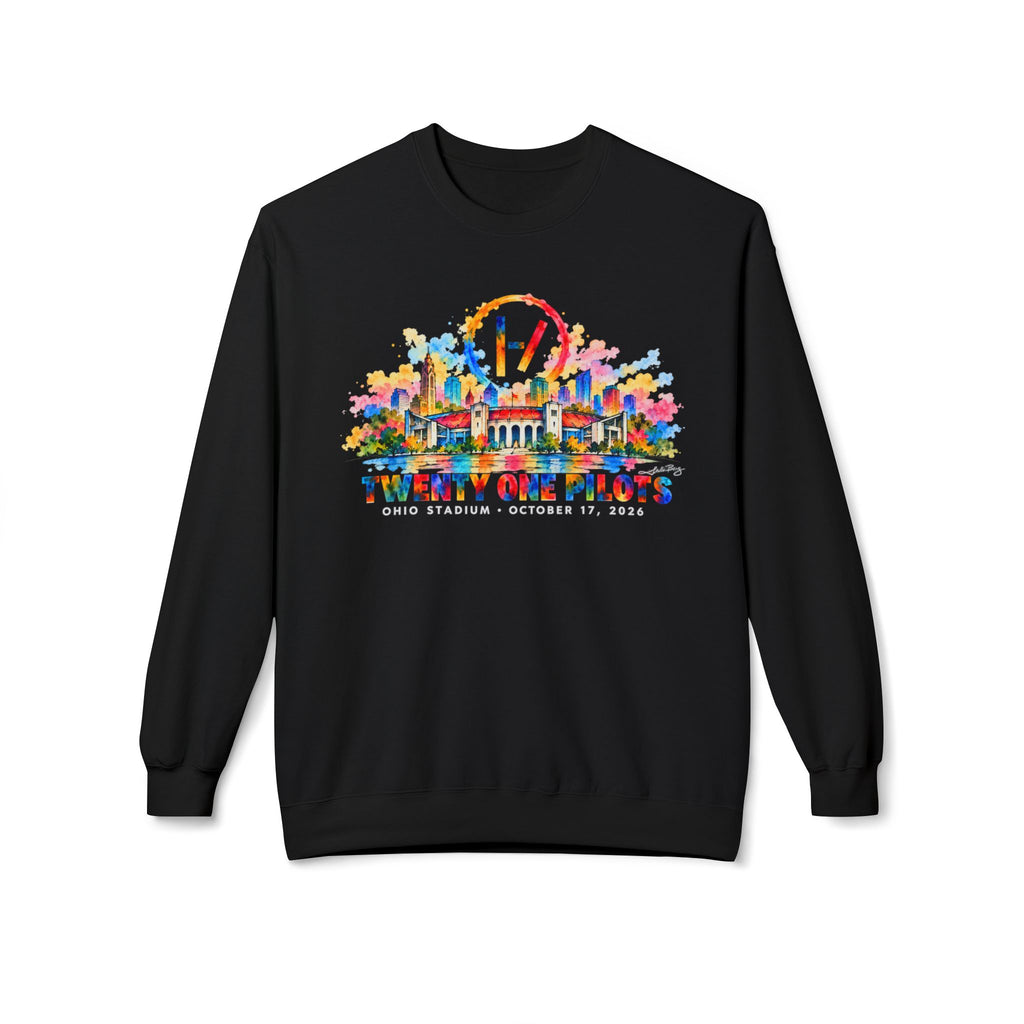 Ohio Stadium Watercolor Fan Art Crewneck Sweatshirt | Columbus Concert Art
